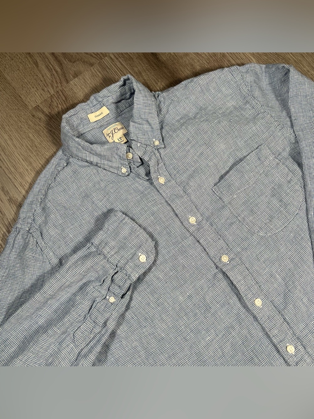 J.Crew Baird McNutt Irish Linen Shirt Mens Large Tall Classic Blue Button down